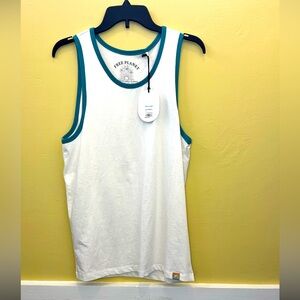 Free Planet White and Teal Men's Tank Top NWT size Small